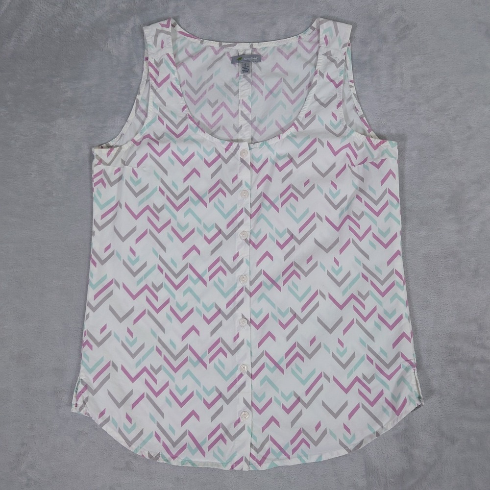 Horny Toad Organic Button Tank Women Small Willowy Herringbone Sleeveless Blouse